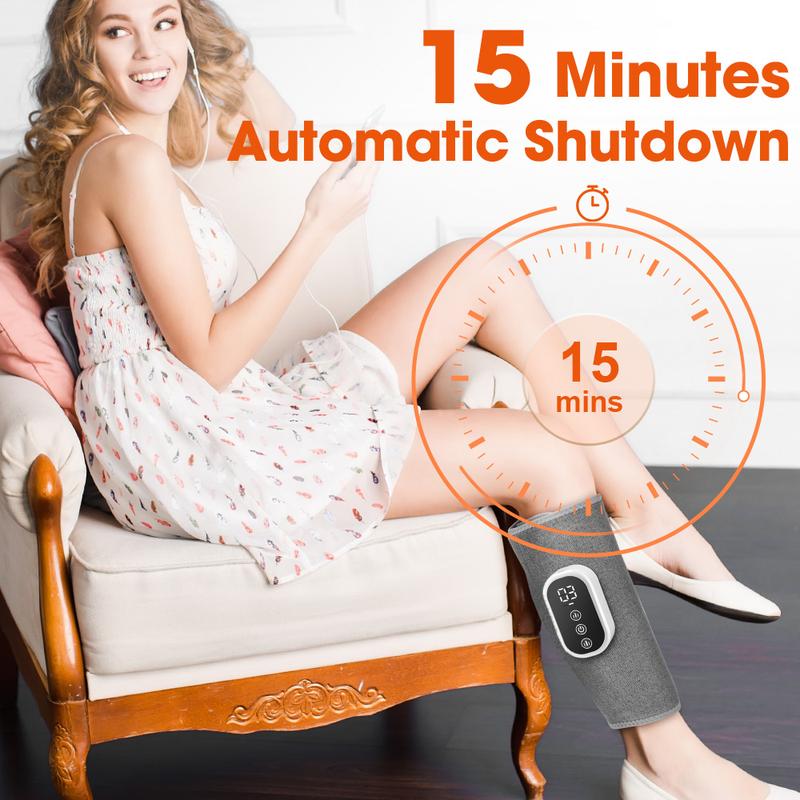 Leg Massager for Circulation, Airbags Hot Compress Calf Massager, 3 Modes 3 Gear Compression Massager, Leg Massage Tool for Muscle Relax, USB Rechargeable Massagers, Ideal Chrismas Gift