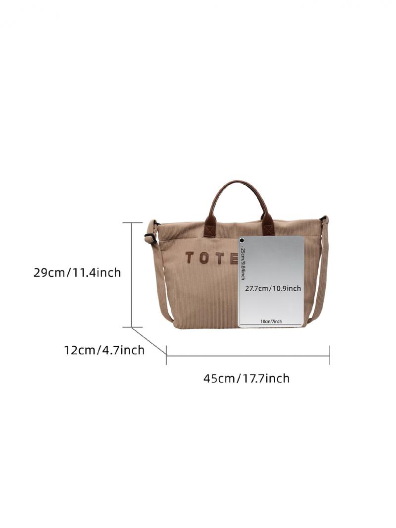 Large Capacity Tote Bag for Women, Casual Letter Decorated Shoulder Crossbody Commuter Handbag, Stylish Everyday Use, Slouchy Tote