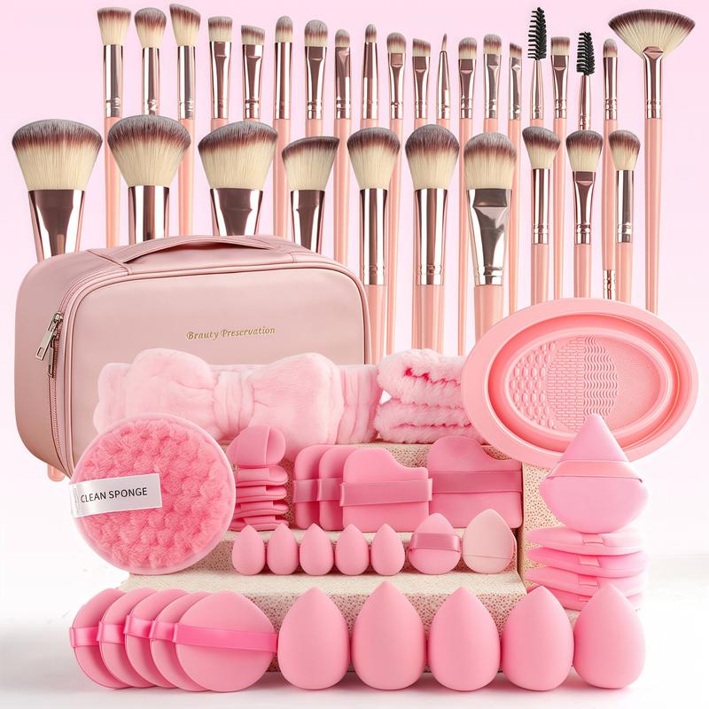 Makeup Brush Set with Sponge and Puff, Ultimate Beauty Tools Kit, Complete Cosmetic Brush Collection for Flawless Application, with Makeup Brush Organizer Makeup Brush Set with Sponge and Puff, Ultimate Beauty Tools Kit, Complete Cosmetic Brush Collection for Flawless Application, with Makeup Brush Organizer