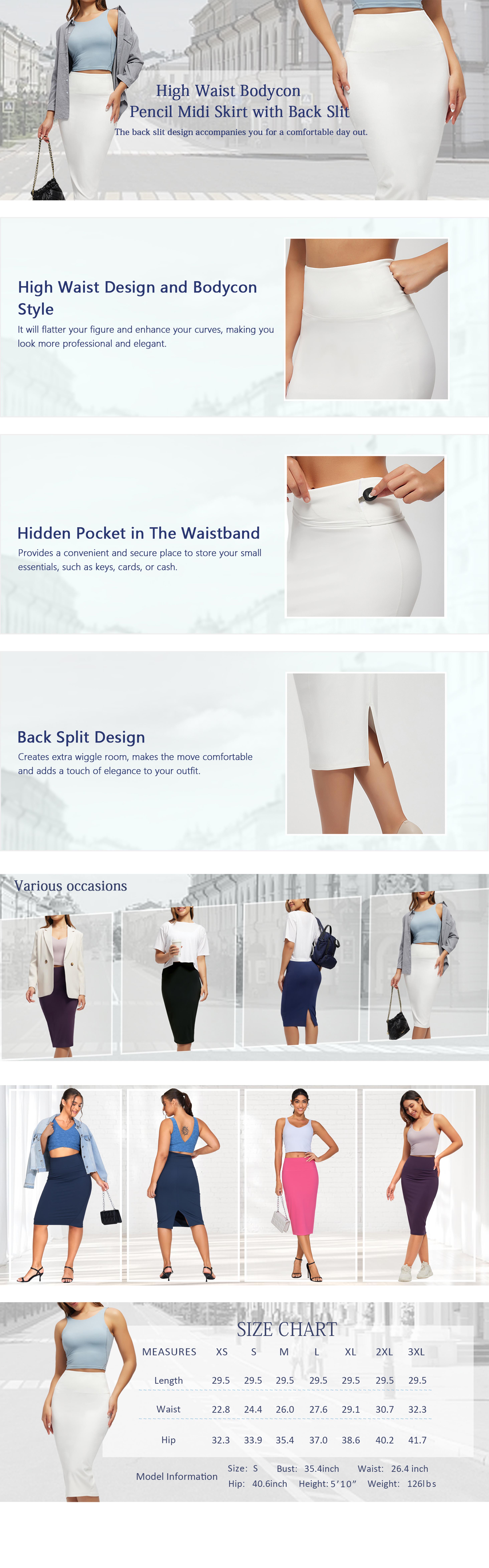 THE GYM PEOPLE Women's High Waist Tummy Control Legging Pencil Skirt -Leopard Stretchy Bodycon Midi Skirt with Back Slit Office Versatile Slim Fit Formal Skirts Basic Womenswear