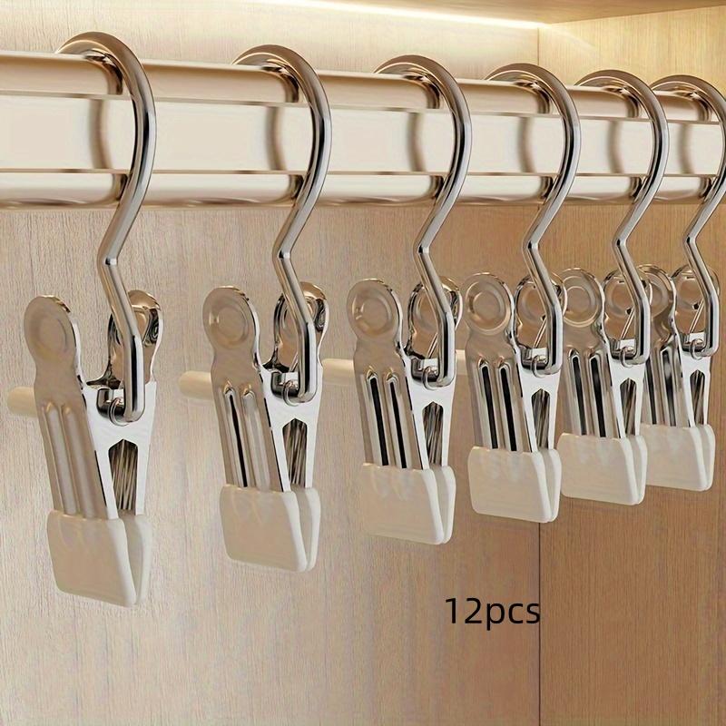 Pants, hats, socks clips 'clips with hooks, suitable for hanging heavy objects —— neat and space-saving pants racks, multi-functional household storage racks, 360° rotating portable storage clips, clothespins