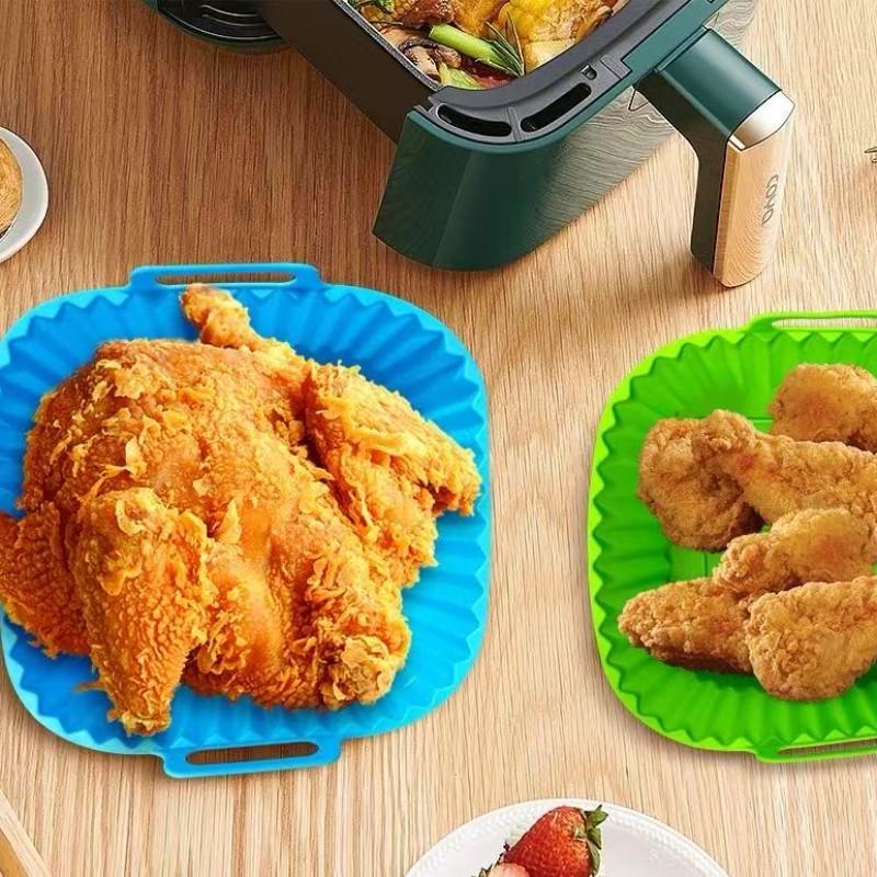 Reusable Silicone Air Fryer Mat, 21cm Square, Fits 4-7 Quart Air Fryers, Microwave Safe, Easy Clean, Non-Stick, Healthy Cooking