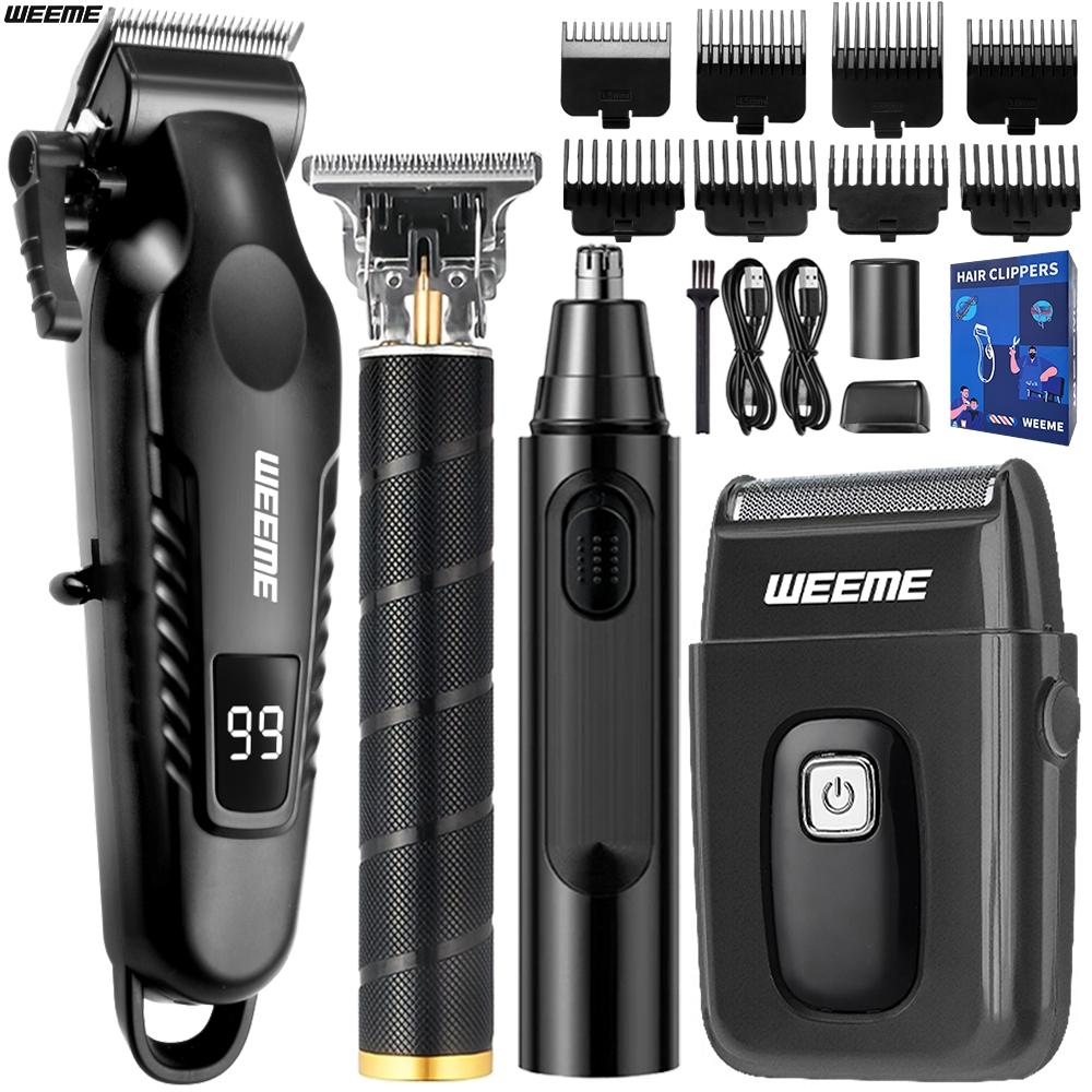 Men's Electric Shaver Set, Home & Car Use, Trimmer, Nose Hair Clipper, Portable Travel Grooming Kit, 2-4 Piece Set, Multifunctional Hair Shaver, Beard Shaver Kit