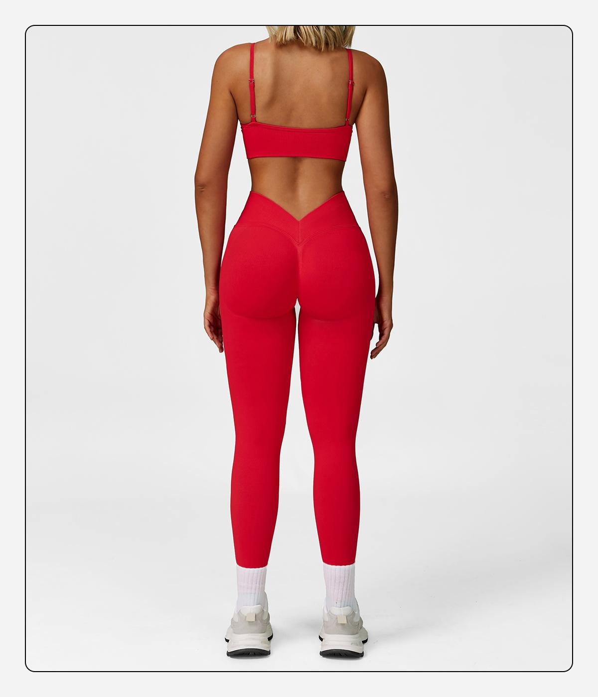 MFVIM Women's Christmas Fitness Set 2-Piece Seamless Skin-Exposed Backless Vest Sports Bra & High-Waist Cycling Shorts Yoga Pants Comfortable Sportswear for Yoga Running & Casual Wear Christmas Gifts SpringStatements