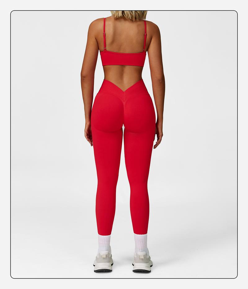 MFVIM Women's Christmas Fitness Set 2-Piece Seamless Skin-Exposed Backless Vest Sports Bra & High-Waist Cycling Shorts Yoga Pants Comfortable Sportswear for Yoga Running & Casual Wear Christmas Gifts