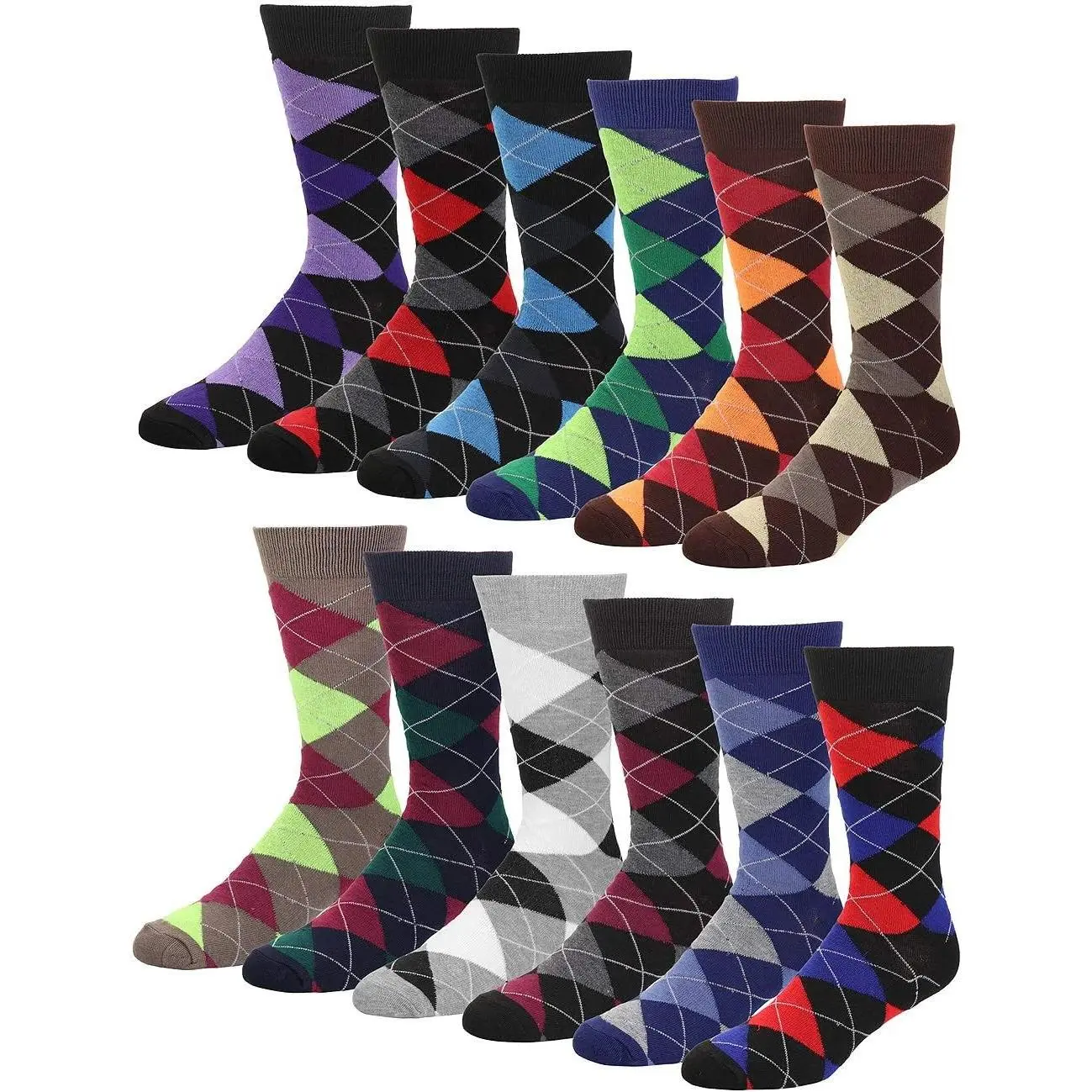 Men's Colorful Funny Novelty Combed Casual Dress Socks & Argyle SocksGift