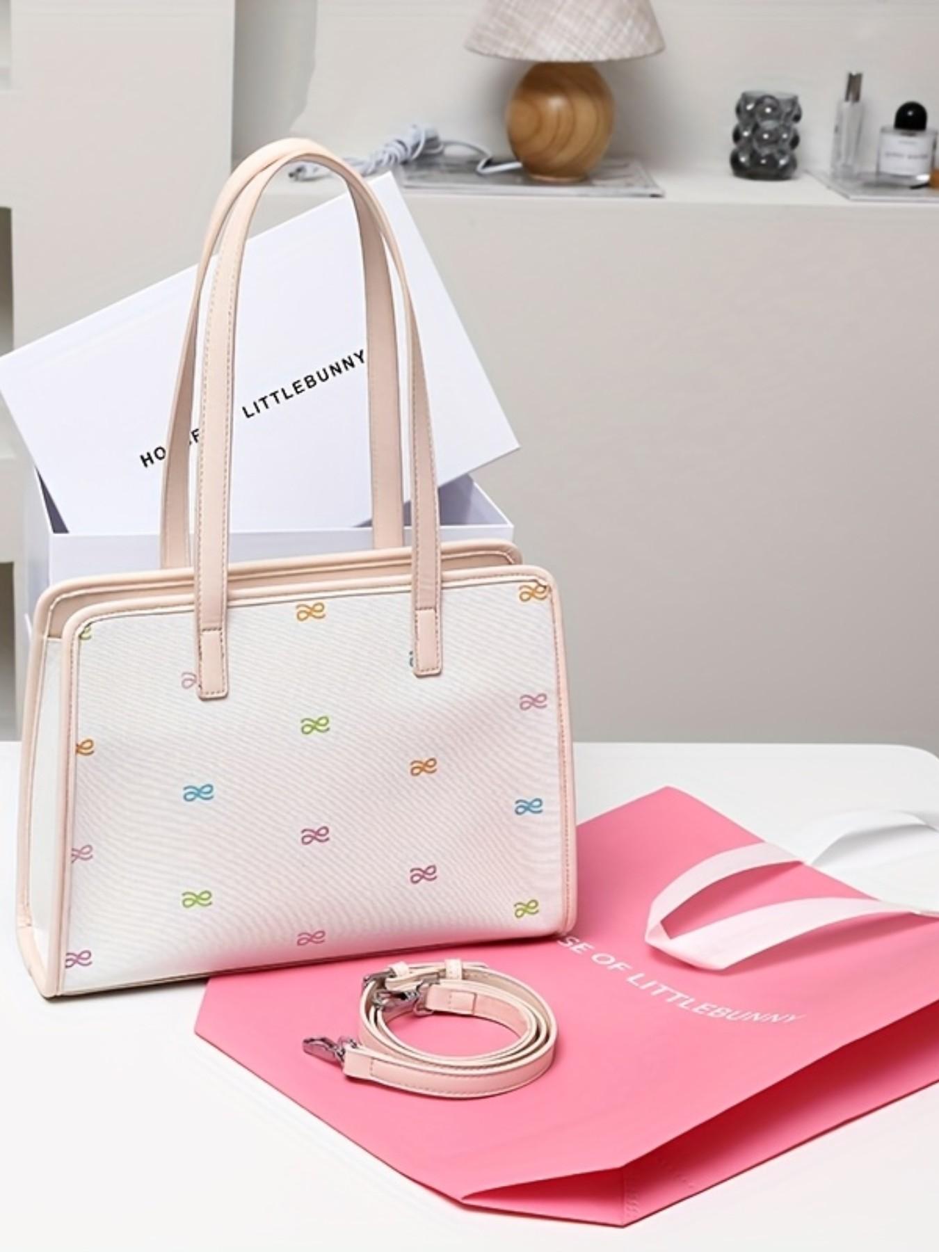 Elegant Printed Tote Bag for Modern Career Women, House of Littlebunny Urban Commute, Subtle Color Accents, Stylish Handbag