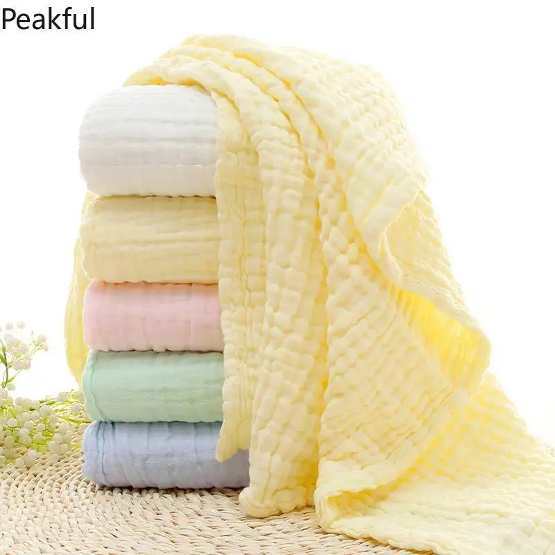 6 Layer Seersucker  Towel & Blanket Set, 105x105cm Pure Cotton Gauze Bath Wrap with Bubble Texture, Super Soft Absorbent Swaddle