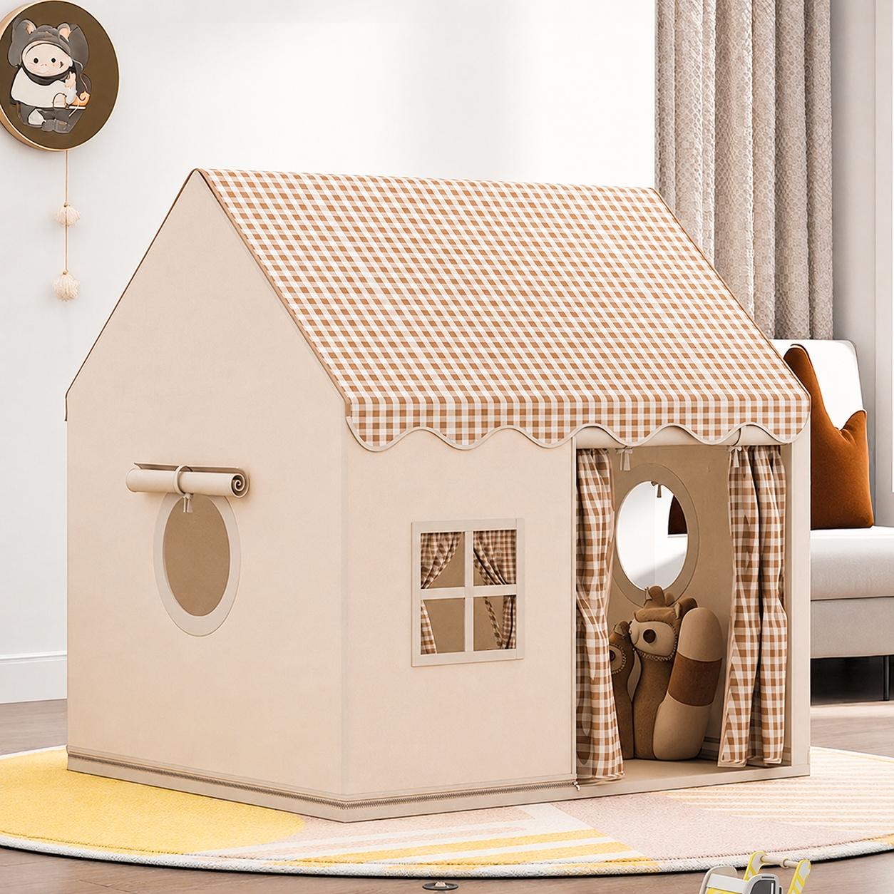Round Grid Window Playhouse, Outdoor Playhouse, Check Pattern Tent with Side Windows, Portable Play Area for Imaginative Play, Perfect for Kids' Fun Round Grid Window Playhouse, Outdoor Playhouse, Check Pattern Tent with Side Windows, Portable Play Area for Imaginative Play, Perfect for Kids' Fun