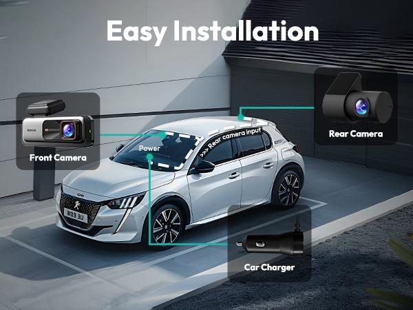 Botslab 4K Dash Cam Front & Rear 170° Ultra Wide with ADAS Night Vision 24/7 Parking IMX415 Sensor WDR 64GB SD Card 5G WiFi GPS Loop Recording Automotive Dvr Camera