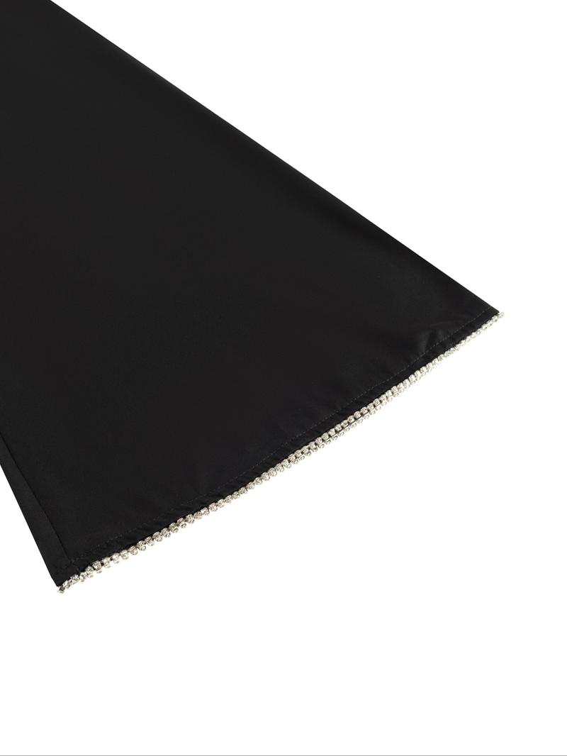 Elegant Water Drill Sleeve Round Neck Dress, Slim-Fitting Flare Sleeves, Perfect for Spring & Fall Formal Events