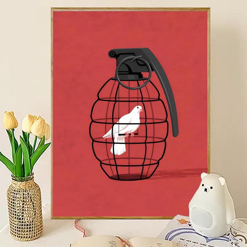 Cool Anti-war propaganda Poster HD Waterproof Self-Adhesive Art Vibrant Wall Print for Living Room Bedroom Bar Parlor Home Decor Gift Fade-Resistant Easy-Apply Durable Dly Artwork Multiple Sizes, High Definition, Easy to Apply & Clean