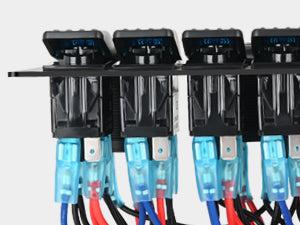 Nilight 8-Gang Pre-Wired Waterproof Rocker Switch Panel - 8-Gang Setup, Resettable Circuit Breakers (5A,10A,15A), LED Backlight, 3-Pin 12V-24V ON-Off Toggle Switches, Screw Included, Easy Installation, for Most DC 12V-24V Cars, Caravan, Marine Boat
