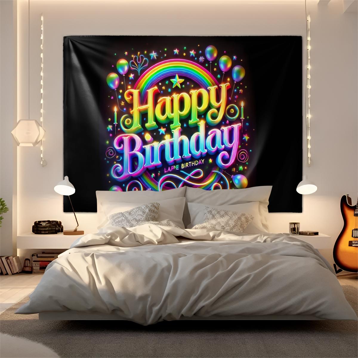 Joyful Birthday Party Theme Tapestry – Perfect Party Decor Gift ✨ Cake & Candy Print, Living Room Backdrop Decor, Maxes Out Birthday Gathering Vibe