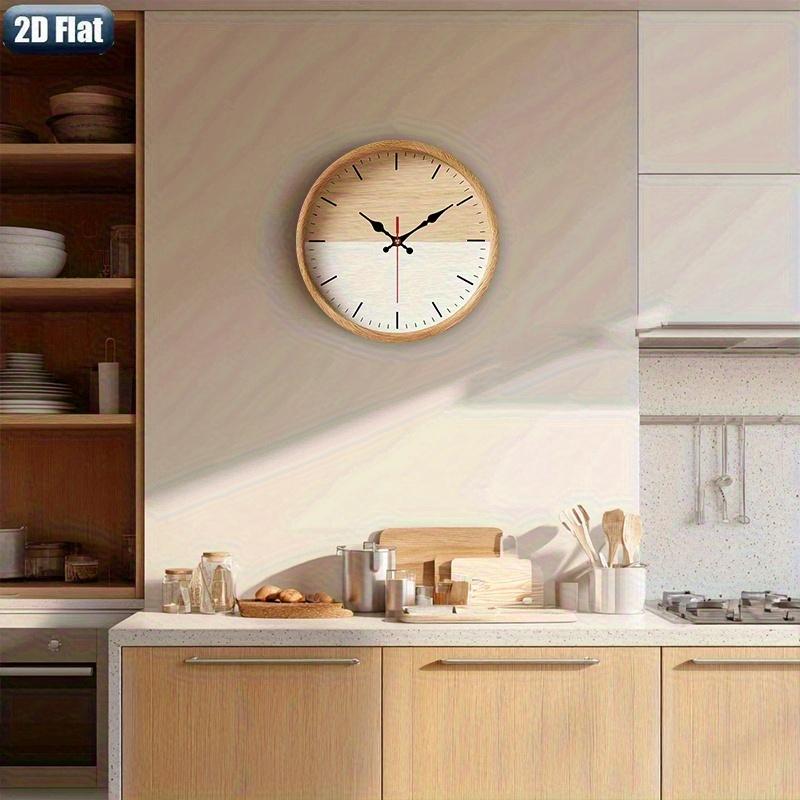 2D Flat. 1pc. Natural Wood Grain Themed Wall Clock, Silent Decorative Clock, Creative Wall Clock, Suitable for Decorating Bedrooms, Living Rooms, And Offices, Available in 25/30 cm (Batteries Not Included)