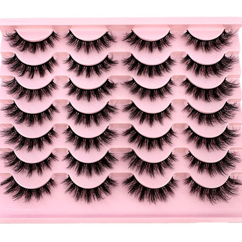 New 14Pairs Manga Lashes Faux Mink Eyelashes Cat Eye Eyelashes Natural Full False Eyelashes Volumized Eyelash Extension Travel Essentials Makeup Tools Clear Cosmetic
