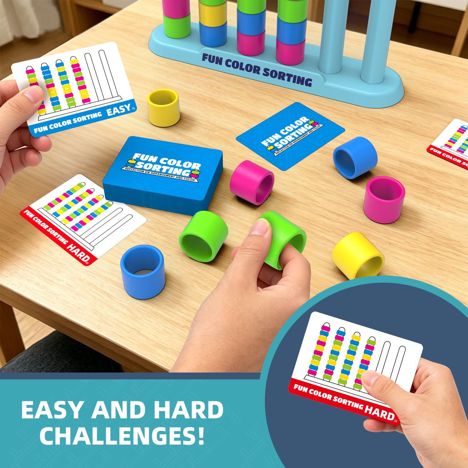 Fast-Paced Color Stacking Puzzle Game-Challenge 50 Logic Puzzles Ultimate Giant Matching Brain Teaser Strategy Game for Kids&Family，Indoor Outdoor Family Board Game,STEM Sensory Toys for Kids Problem Solving, Travel Party Gifts for Kids Ages 6+ Boys Girls