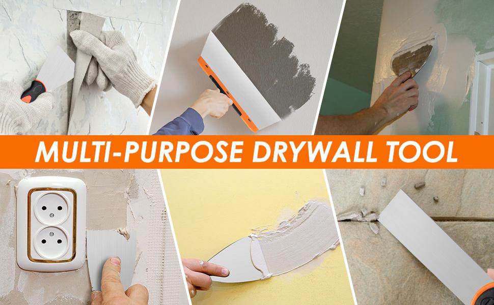 THINKWORK 14Pcs Stainless Steel Drywall Tool Set with 9 Putty Knives 3 Paint Brushes & 2 Sanding Sponges for Home Improvement Repair & Painting THINKWORK 14Pcs Stainless Steel Drywall Tool Set with 9 Putty Knives 3 Paint Brushes & 2 Sanding Sponges for Home Improvement Repair & Painting