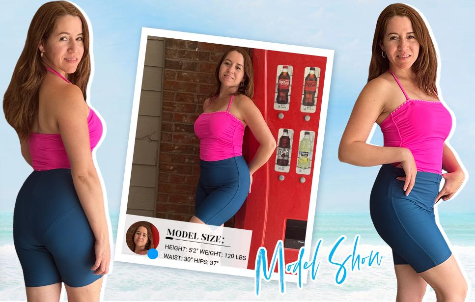 Holipick High Waisted Swim Shorts Biker Short Women Tummy Control Long Bathing Suit Bottoms Boy Shorts Swimsuit