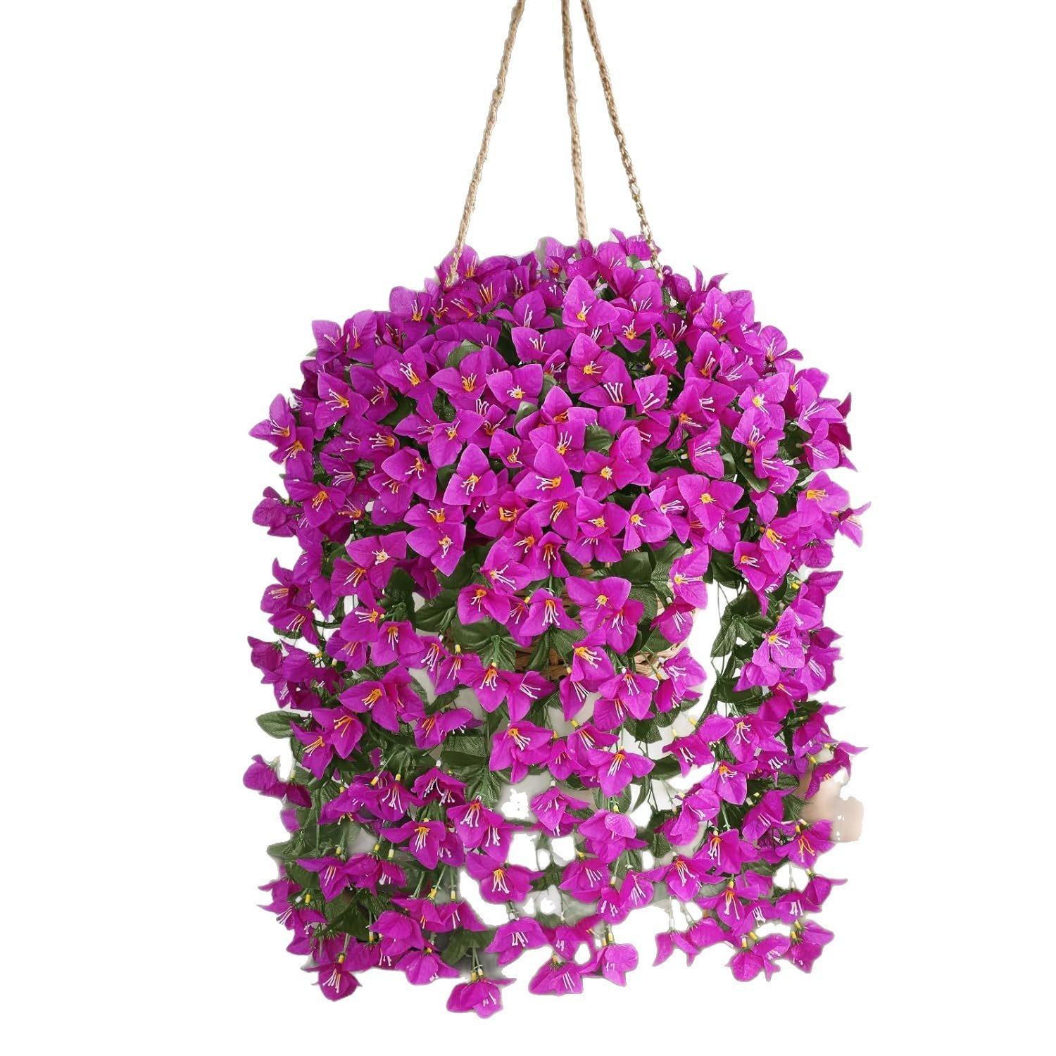 2-Pack Artificial Violet Wall Hanging Basket Flowers, Suspended Wreath Vines Petals, Ideal for Home Party Wedding Outdoor Decorations, Decorative Faux Flowers