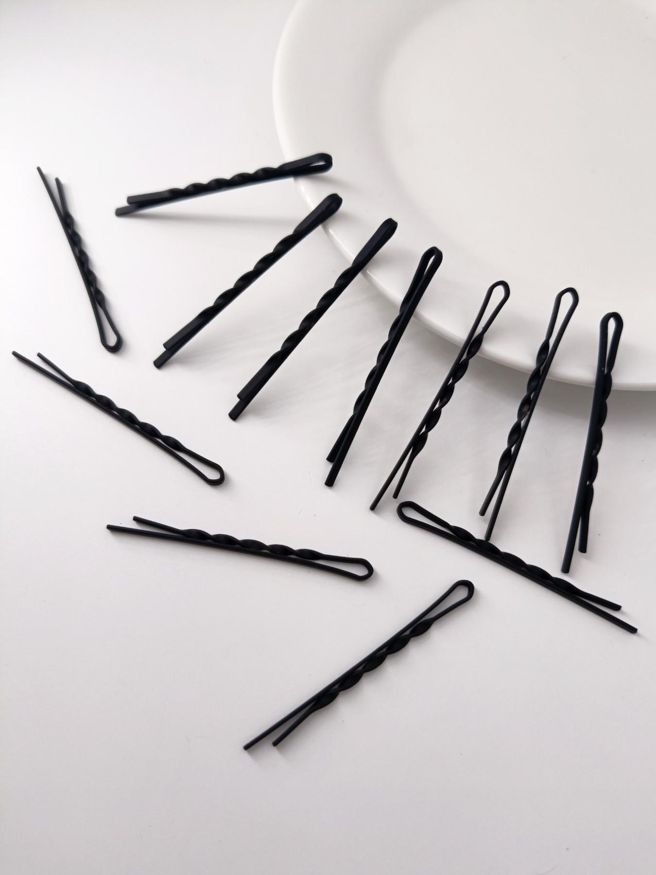 1 Pack of 12 Hair Clips, 5.5cm Braided Straight Clip, Simple Solid Color, Fragile Hair Organization, Daily Use Accessory