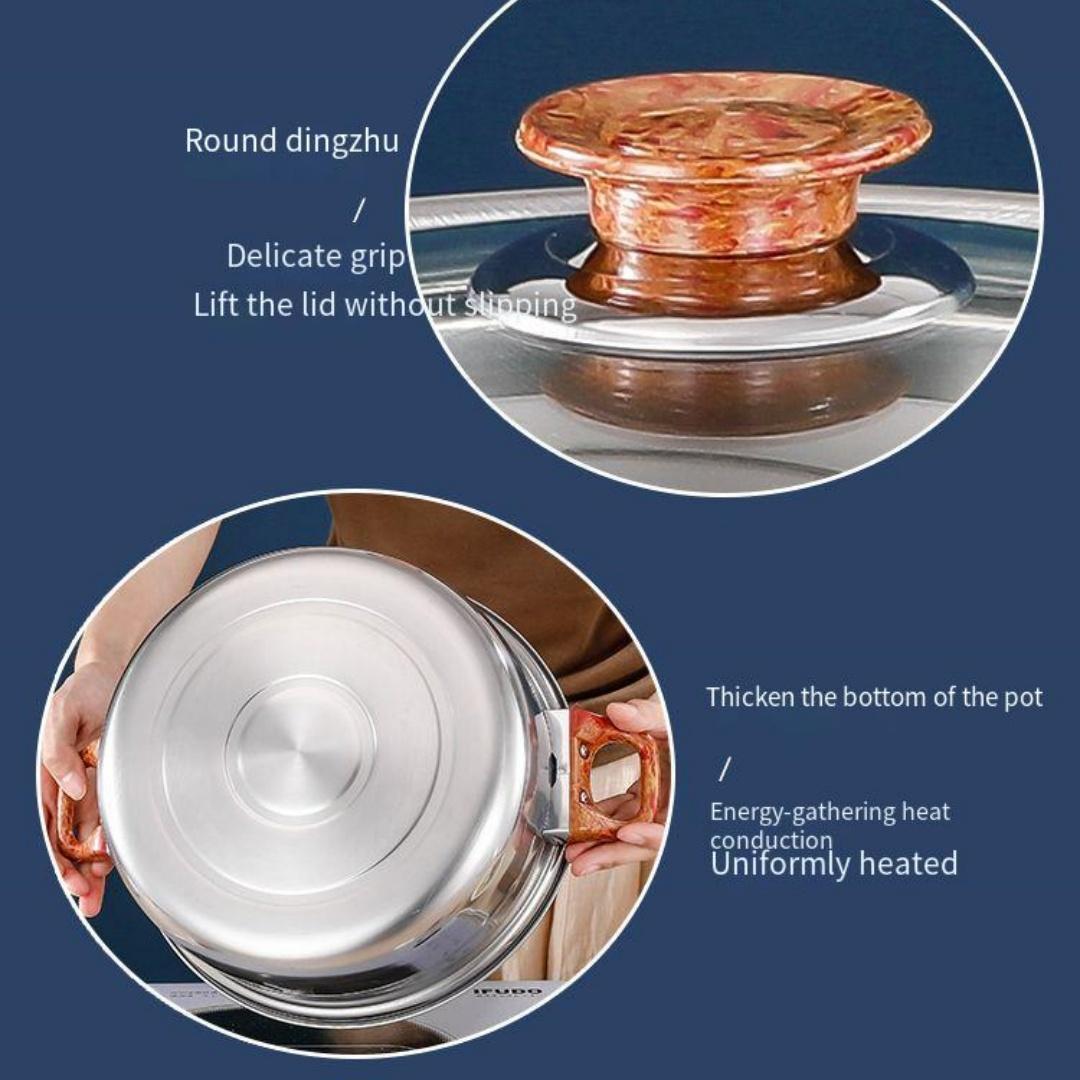 6pc Stainless Steel Multi-Function Cookware Set, Durable Easy Clean Non-Stick Pot, Soup Pot, Milk Pot, Fry Pan, Water Kettle Suitable for restaurant and home kitchens