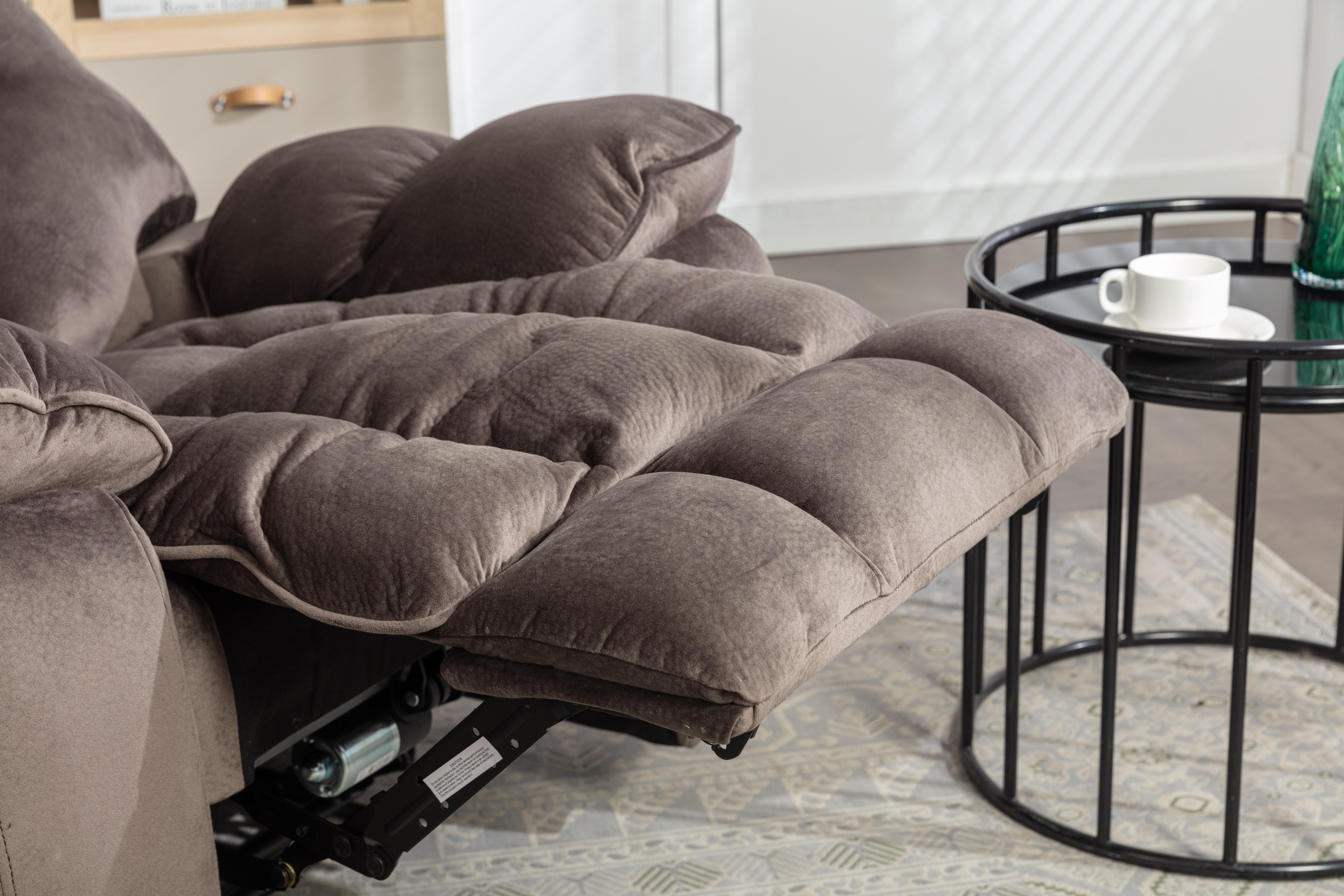 【3 Package Delivery】[Dealsforyoudays] Ebello 37.8" Wide Breathable Fabric Oversized Electric Reclining Chair with Massage and Heat and USB Port, Grey