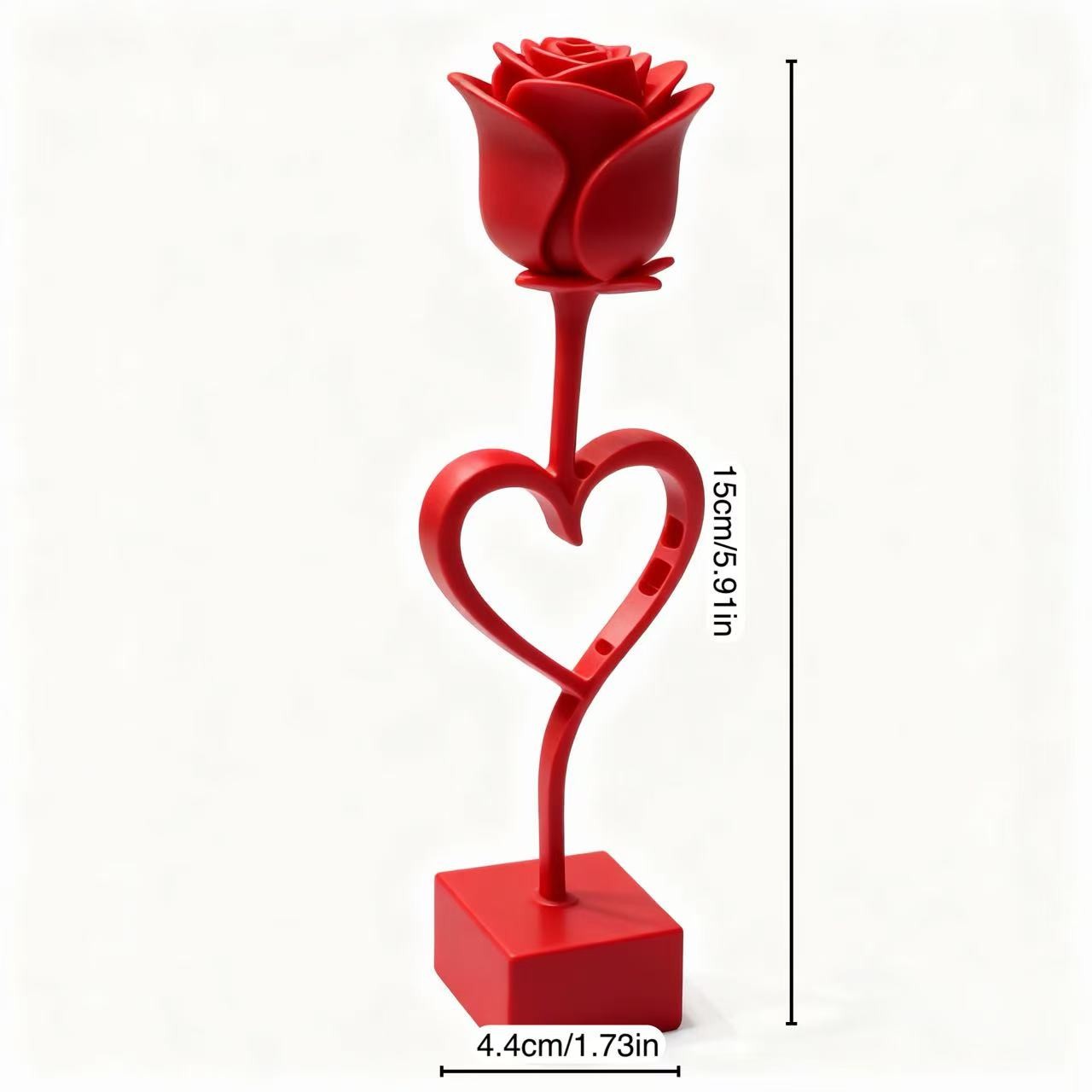 Valentine's Day Heart Rose Decorative Ornament, Romantic Creative Gift for Couples, Desktop Decoration, Eternal Rose Style, Single Pack