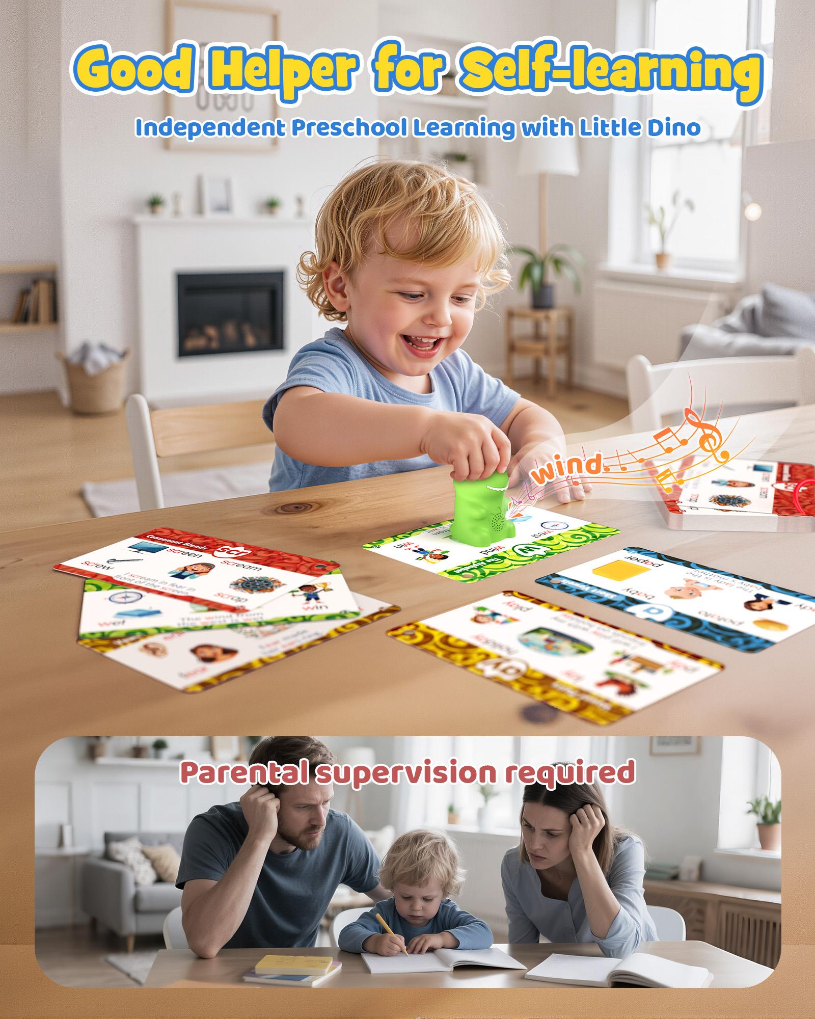 #Summervibes KOKODI Dinosaur Talking Flash Cards with Interactive Learning Stickers Montessori Phonics & Sight Words Set 148 Cards 592 Words 5 Categories 6 Stickers Educational Toy for Kids - Flashcards