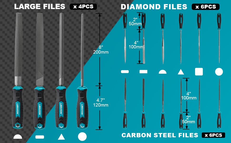 LIBRATON 31PCs Metal File Set with 12 Needle Files, Riffler File, Sandpapers, Steel Brush & Zipper Bag for Wood & Metalworking Hand Tools Hardware Heavy Duty