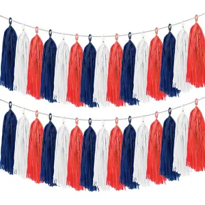 30pcs Royal Blue Red White Garland,Paper Fringe Banner,DIY Paper Tassels Garland for Baby Shower Party Decor,Birthday Party,Christmas,Thanksgiving,Mother's Day,Wedding,Celebration and Home Decor
