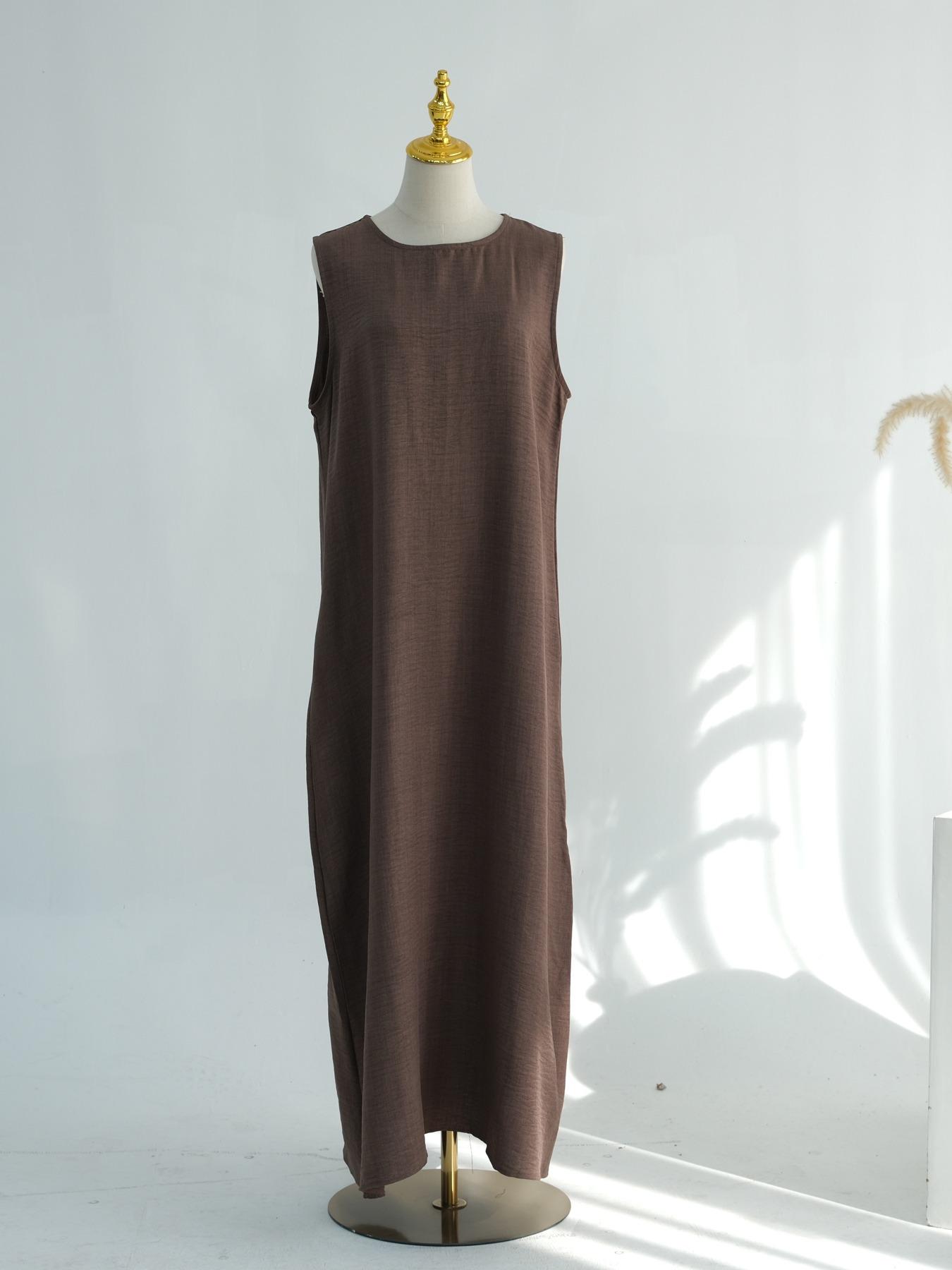 Women's Ramadan Muslim Abaya Solid Color Elegant Cardigan + Long Sleeve Dress Set, Casual Slim-Fitting Two-Piece, Modest Muslim Outfits, No Hijab Included