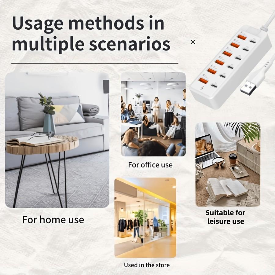 12-In-1 66w Fast Charging Station, 6 USB Ports + 6 Type-C PD Fast Charge Ports, Compatible with iPhone, Macbook, Laptop, Phone, Tablet, Game Console