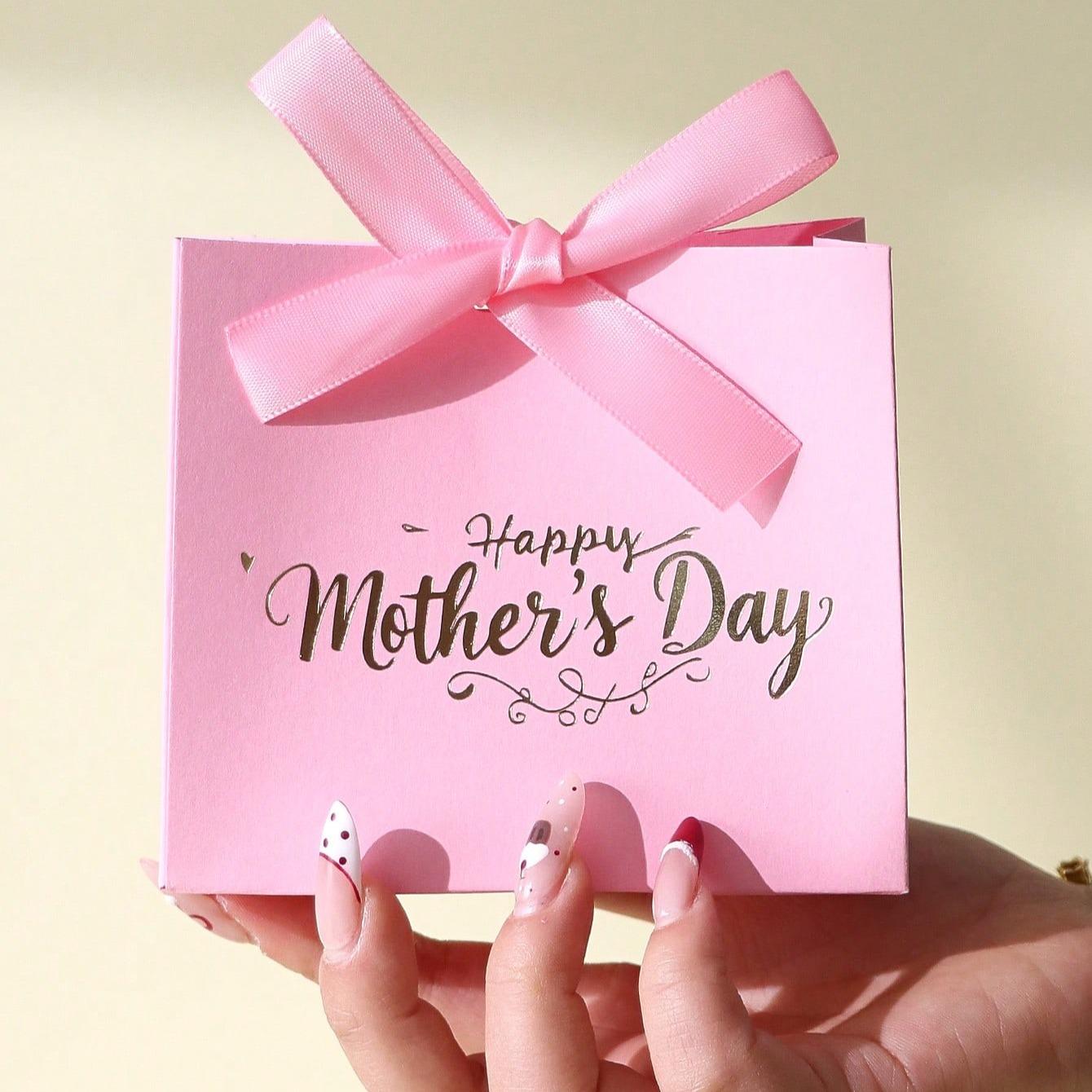 10pcs/set "Happy Mother's Day" Mini Gift Boxes - Compact And Elegant Candy Boxes - Pink And White Color Scheme With Gold Foil Printing - Comes With Ribbon Bow Tie - Ideal For Packaging Chocolates, Candies, Small Gifts And Party Favors