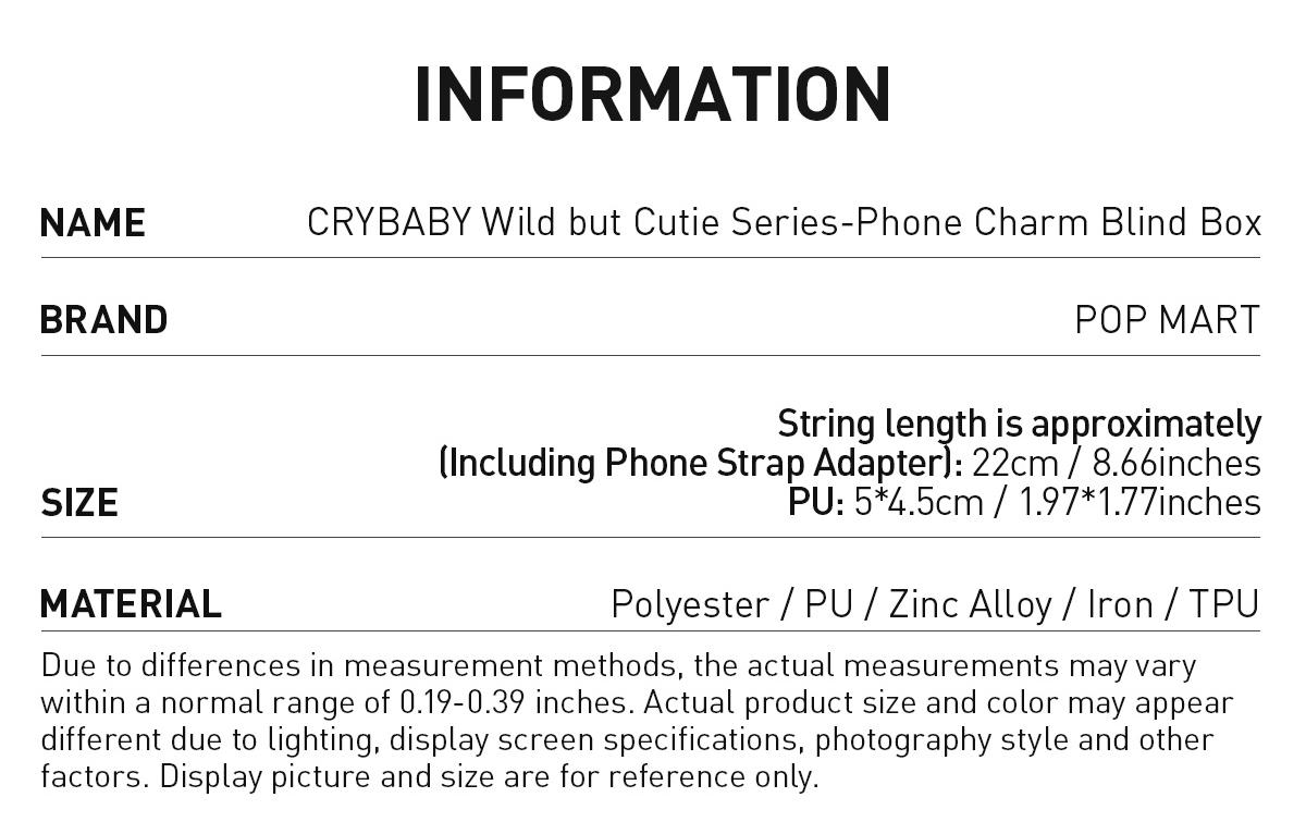 POP MART CRYBABY Wild but Cutie Series-Phone Charm Blind Box