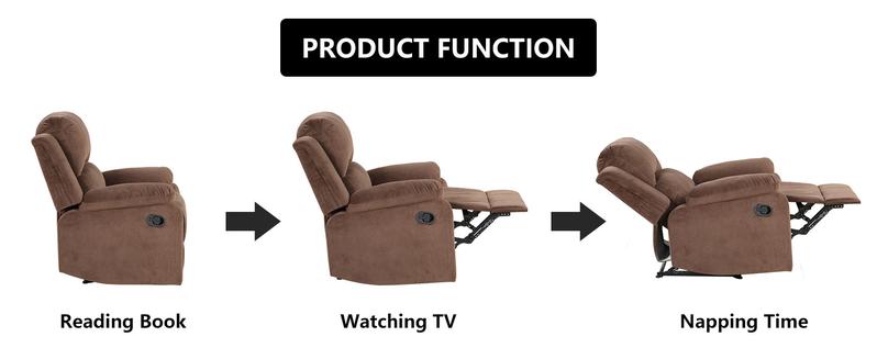 [TikTokShopBlackFriday]EBELLO Manual Recliner Chair, Soft Fabric Overstuffed Recliner Single Sofa Chair for Living Room Bedroom, Heavy Duty and Safety Reclining Mechanism,