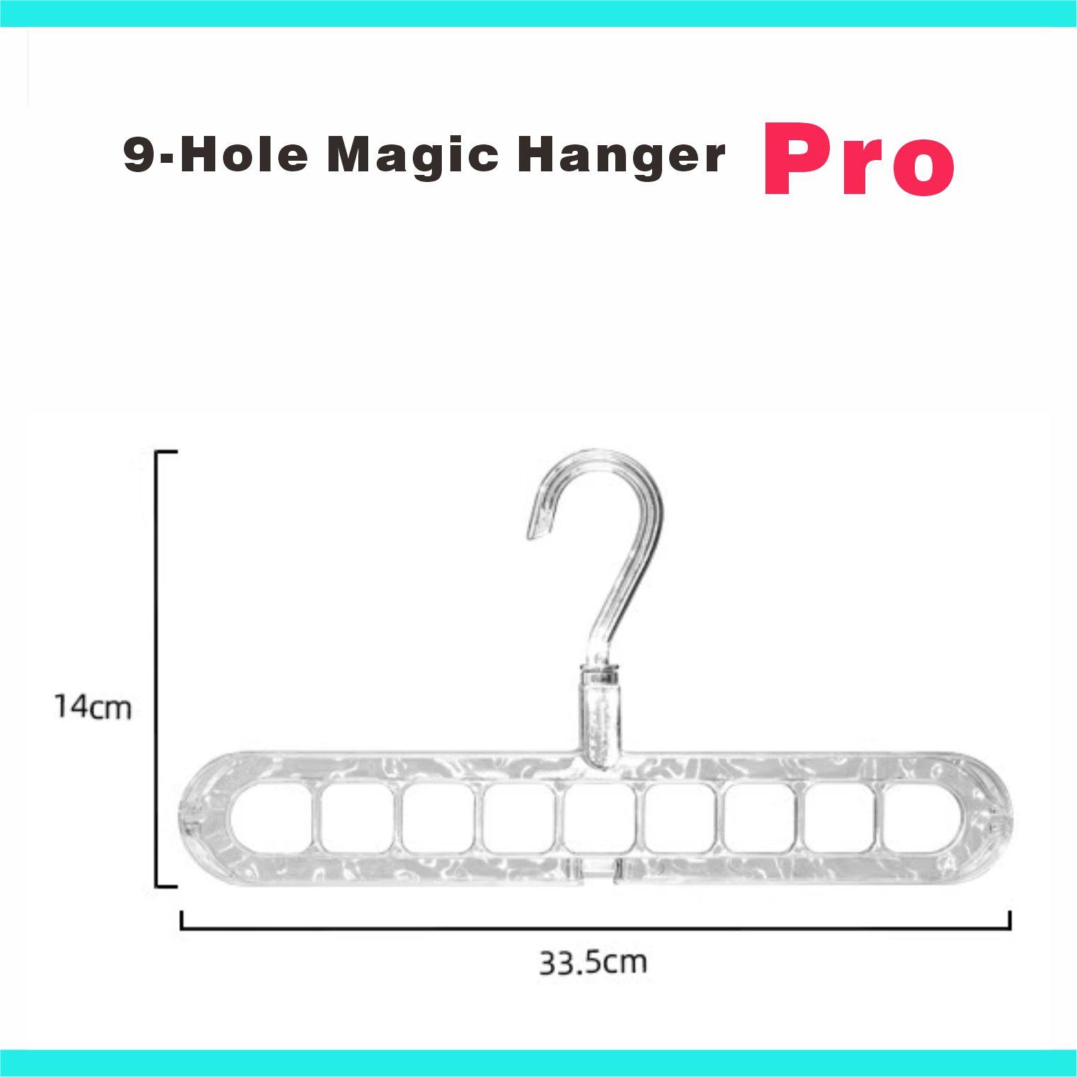 3/5-Pack Heavy-Duty Foldable Plastic Hangers Pro with 9 Holes - Anti-Slip, Space-Saving Clothes Organizer for Closet, Wardrobe, and Dorm Storage