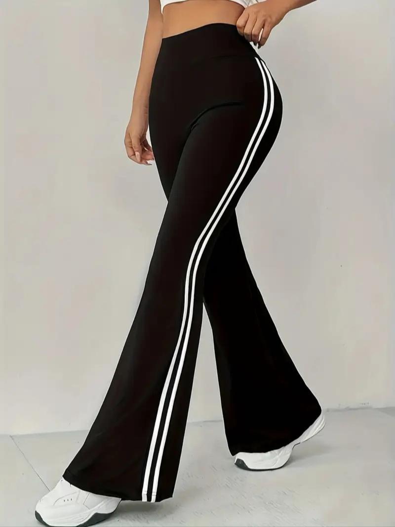 Women's High Waist Drapey Bell Bottoms, Tight Fit Colorblock Sport Pants, Stylish and Comfortable Casual Wear Women's High Waist Drapey Bell Bottoms, Tight Fit Colorblock Sport Pants, Stylish and Comfortable Casual Wear
