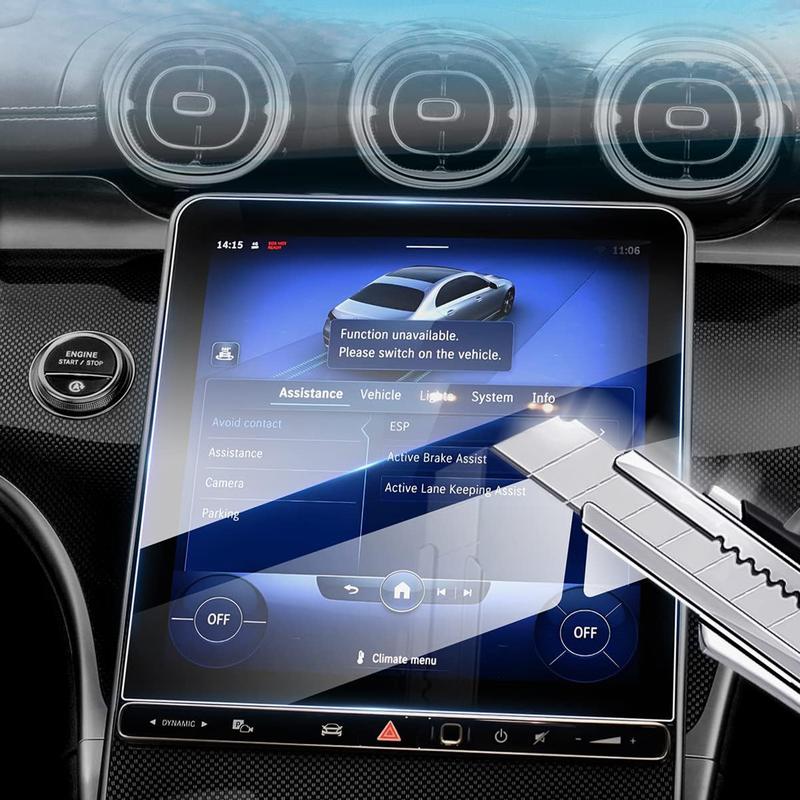 Canvcle 2 Pack Screen Protector for 2022 2023 2024 2025 Mercedes Benz C Class C250 C300 and 2023 2024 2025 GLC 300 11.9-Inch Touchscreen, 9H Tempered Glass for GLC 300 Accessories HD Anti Glare Smooth Durable Cover Protection