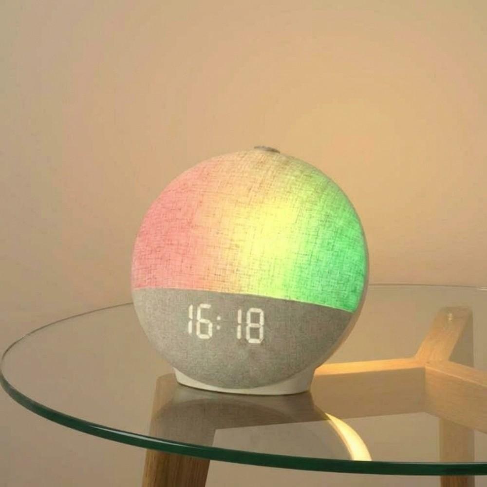 Sunrise Multifunctional Alarm Clock with White Noise Machine, Bluetooth Speaker, Color Changing Night Light, Fabric Cover, for Bedroom – Perfect Gift for Adults and Kids, Sleep Aid & Home Decor