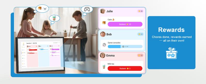 10.1 Inch Digital Calendar+Digital Picture Frame, 2025-2026 Desk Calendar Smart WiFi Planner&Chore Chart, IPS HD Interactive Touchscreen Display For Family Schedules