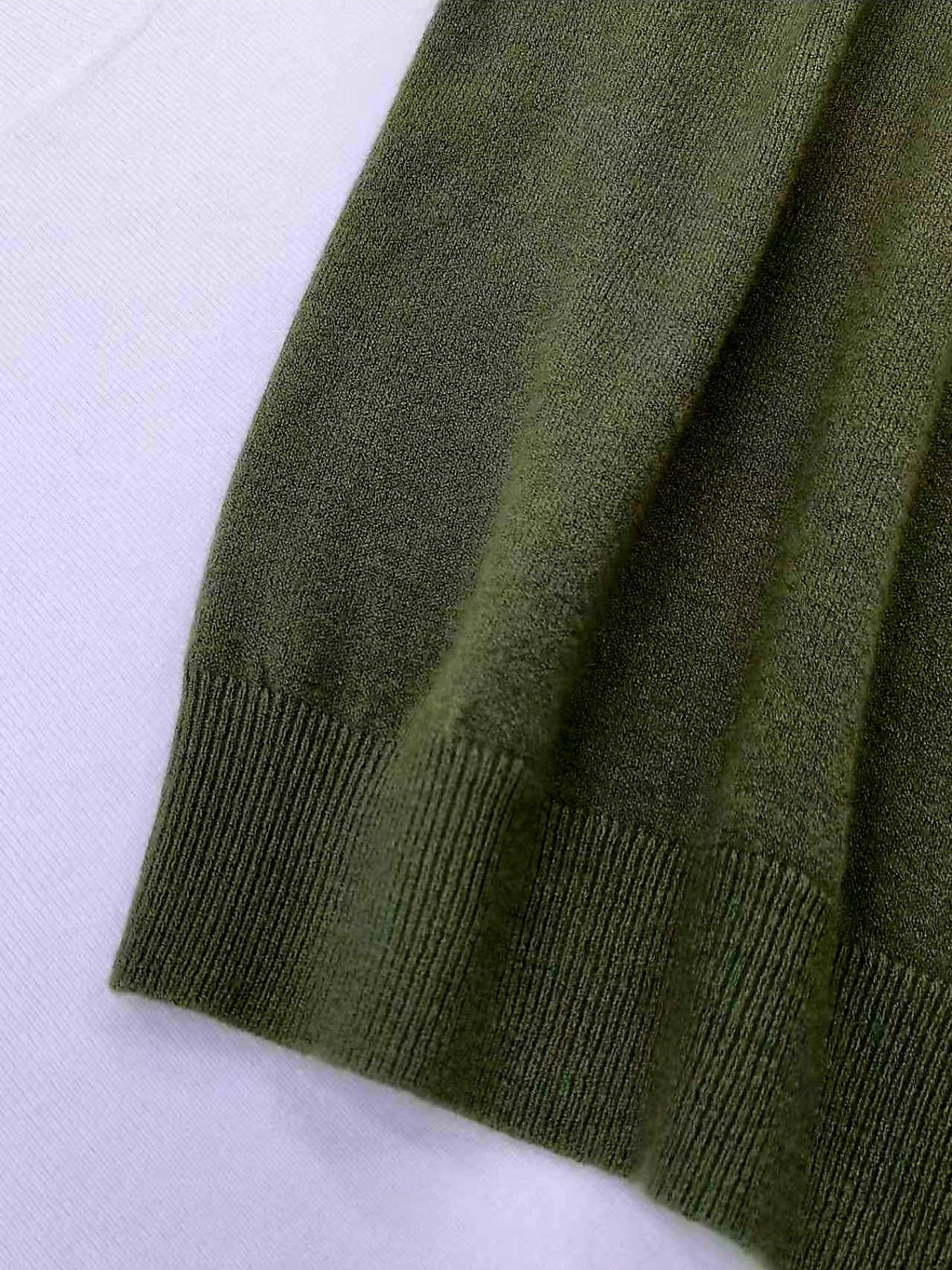 Elegant Long Sleeve Round Neck Design Sweater, Stylish Ribbed Cuff Detail Comfortable Fit Knitwear, Versatile Office & Casual Wear