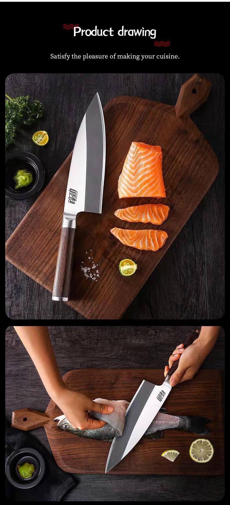 1 pc Japanese Yanagiba Knife Professional Deba Knife 16.5-24CM, 4-6mm Blade Thickness, Multi-purpose Sashimi Knife for Sushi and Fish Preparation