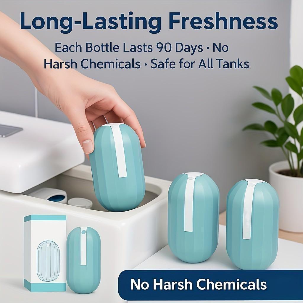 Blue Fresh Scent Toilet Cleaner, Long-Lasting Fragrance, No Wiping Needed, Odor Eliminator, 90 Days Durability, Bathroom Essential