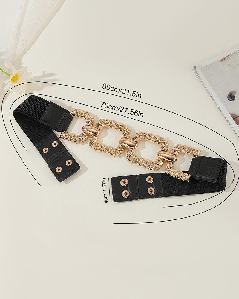 ChicMe Women's Chain Decor Buttoned Waist Belt Fashion Elastic Stretch Dress Belt Waistband