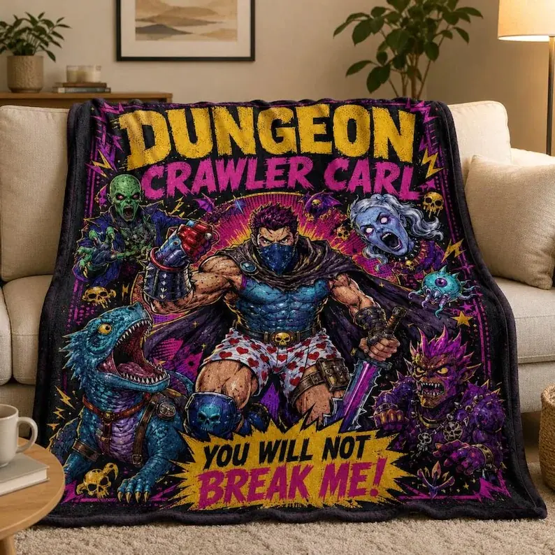 Dungeon Crawler Carl Goddamnit Donut Blanket, Princess Donut And Mongo Fleece Blanket, New Achievement, Bookish Throw For Bed Couch Sofa - Multiple Sizes Available - Multiple Styles Available