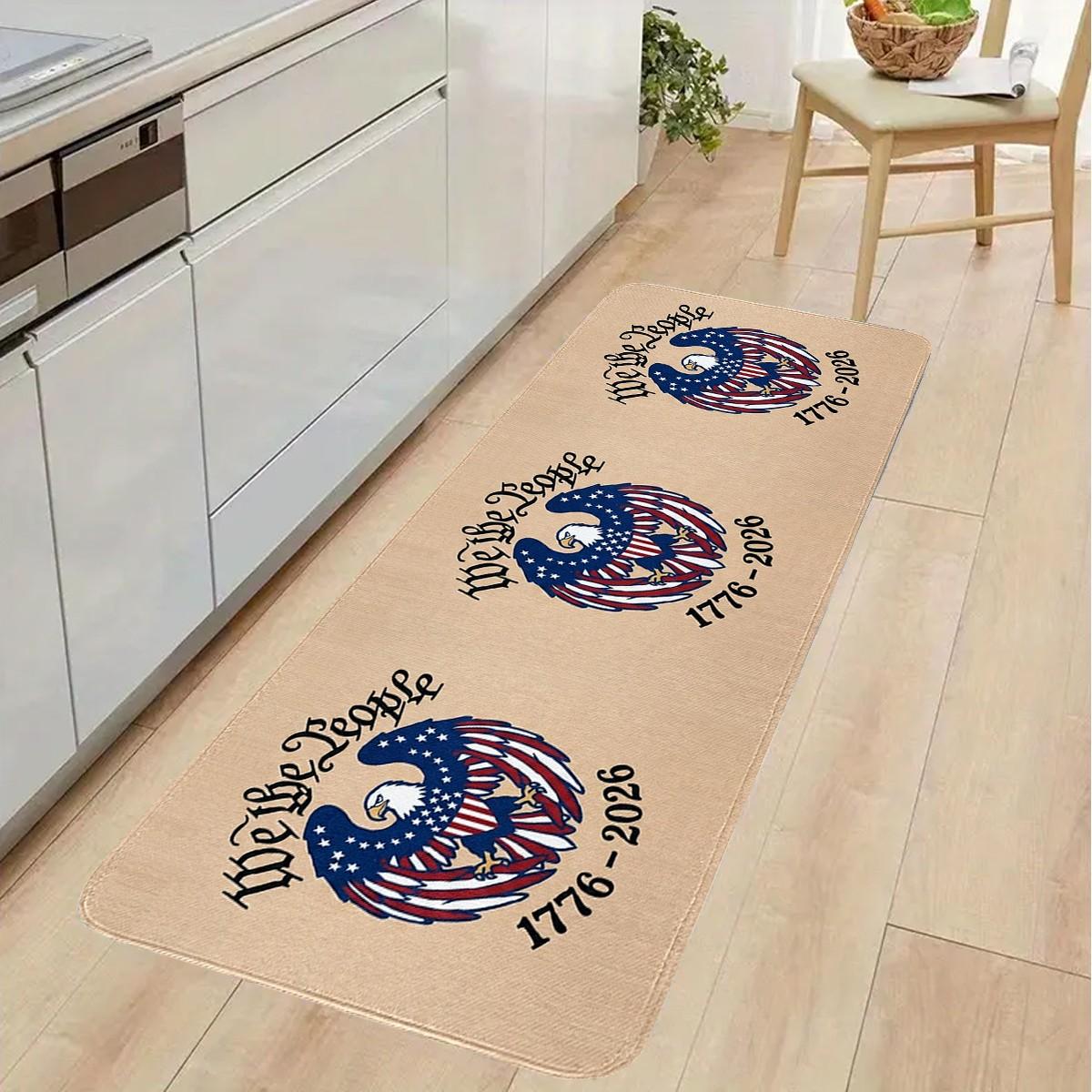 JIT 1/2/3 pcs of flannel simple Memorial Day and Independence Day (July 4th) bald eagle carpet for multi-scenario use as a decorative carpet. Kitchen carpet set, flannel washable bedside soft carpet, suitable for use in kitchens, bedrooms, etc.