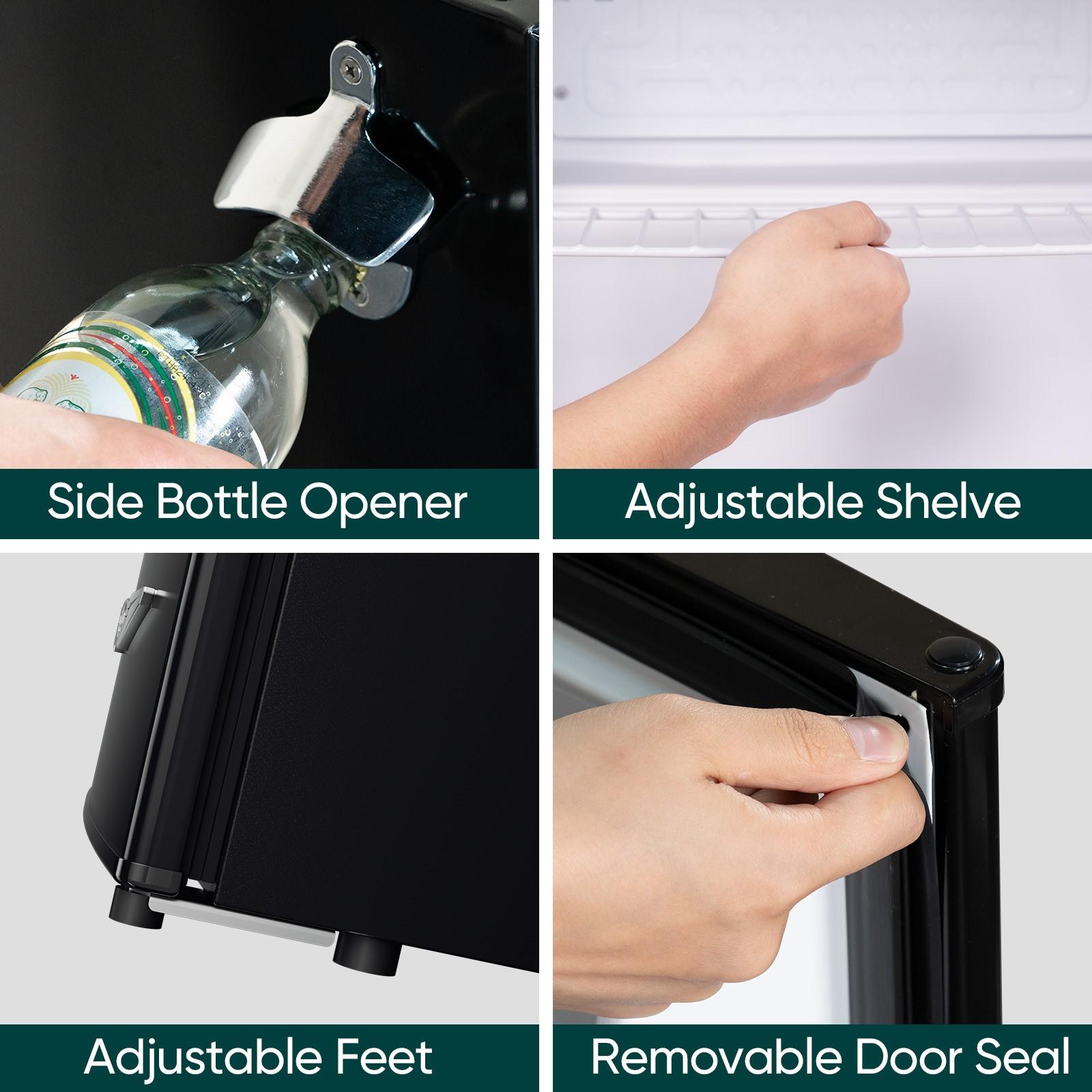 Upstreman retro mini fridges 1.7 Cu.Ft Pink Classic Metal Handle Side Bottle Opener Adjustable Thermostat Energy Saving Compact Refrigerator for Office Bedroom Dorm FR17 Pro