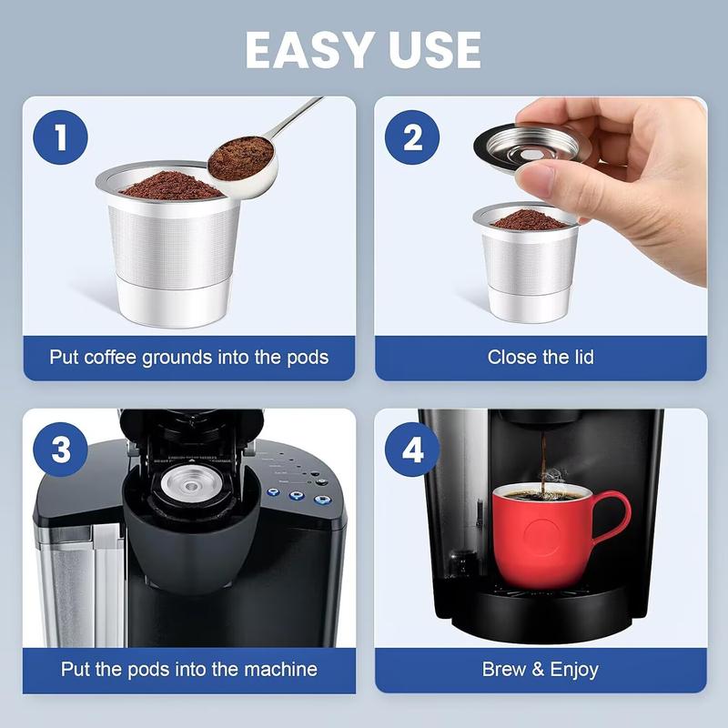 2 Pack Reusable K Cups Coffee Pods for Keurig 1.0: Stainless Steel Refillable K Cup - Reusable Coffee Filter for Keurig 1.0 Coffee Maker, Permanent, Eco-Friendly, Innovative Design