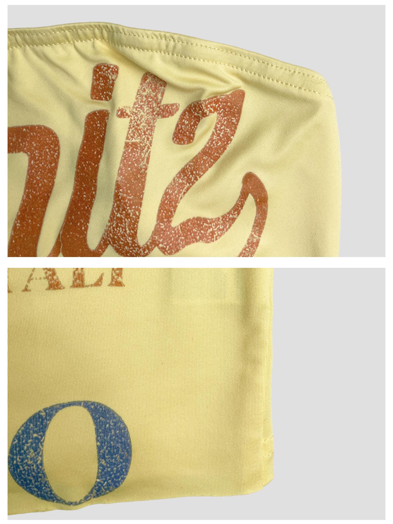 1 Piece Women's Spritz Orange Print Strapless Tube Top - Retro Y2K Crop Bandeau Top for Vacation & Music Festivals | Trendy Baddie Aesthetic